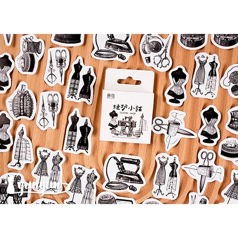 Caja Stickers Sewing Shop - 45 pzas