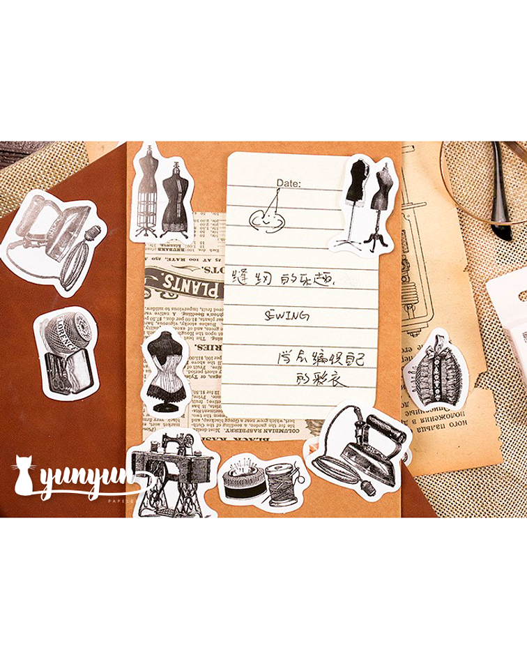 Caja Stickers Sewing Shop - 45 pzas