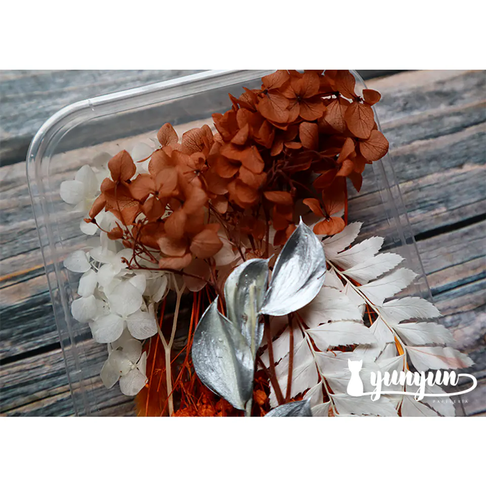 Box Flores Secas Naranja & Blanco  3