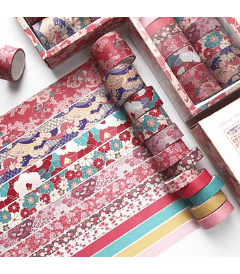 Washi Tapes Cinta Decorativa Washi Caja Con 12pcs/3m C/u Color Zephyr Cherry