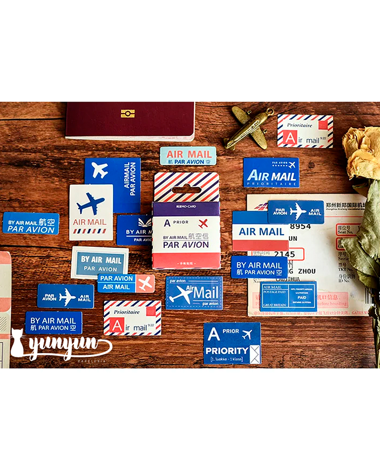 Caja Stickers Par Avion - 45 pzas