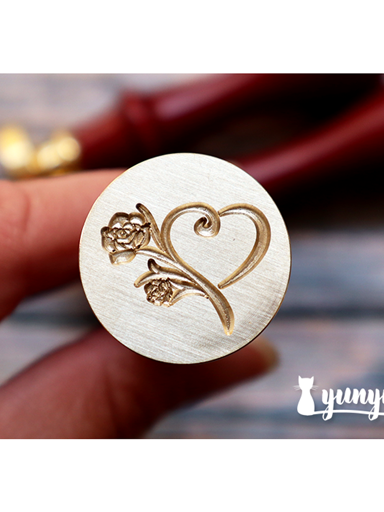 Sello de Lacre Corazón & Rosas - 2,5cm 1