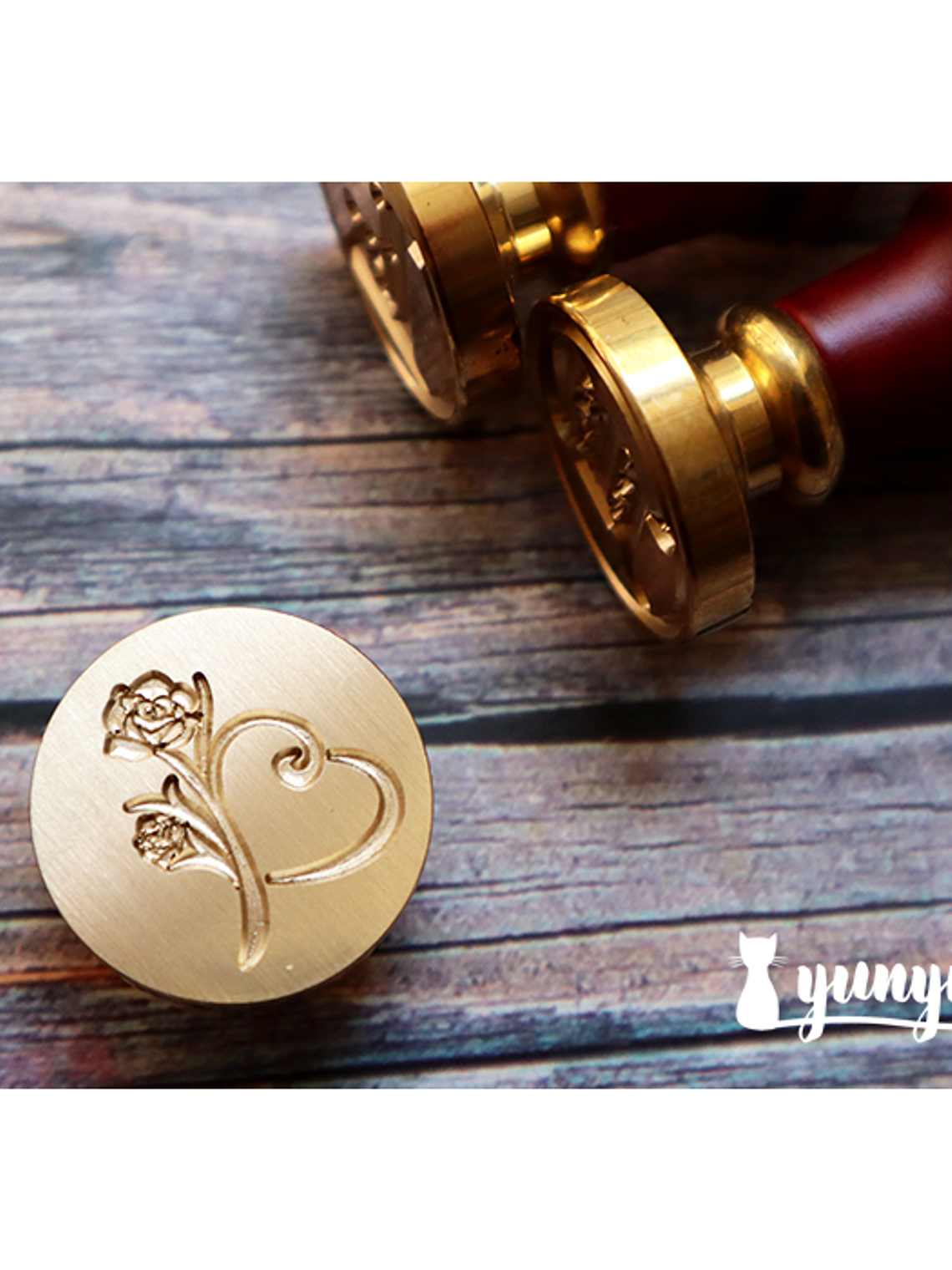 Sello de Lacre Corazón & Rosas - 2,5cm 2