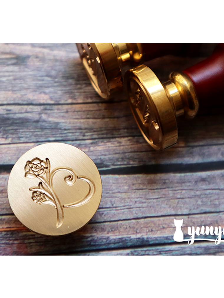 Sello de Lacre Corazón & Rosas - 2,5cm 2