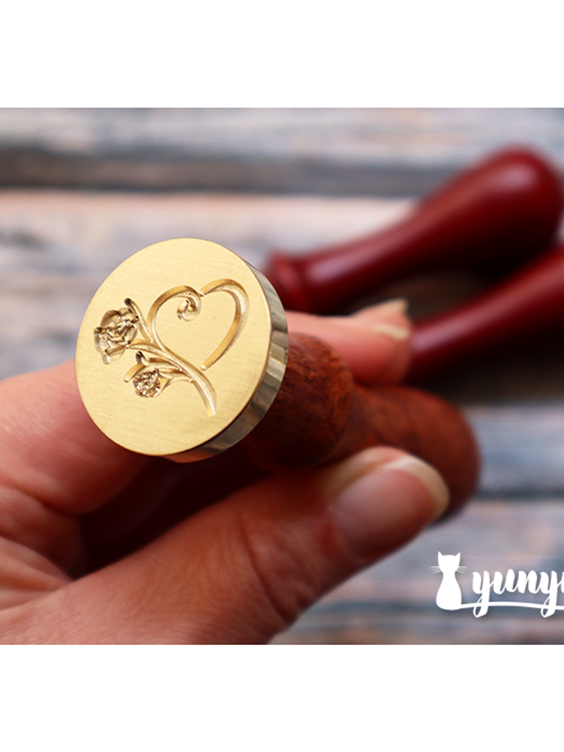 Sello de Lacre Corazón & Rosas - 2,5cm 3