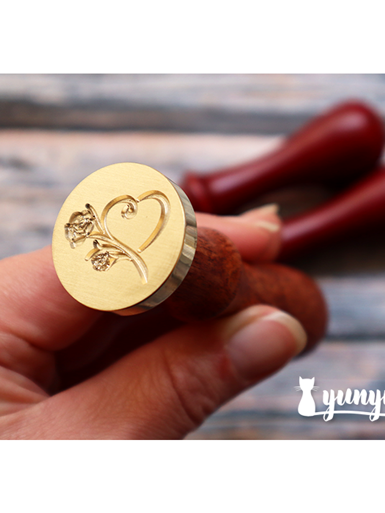 Sello de Lacre Corazón & Rosas - 2,5cm 3