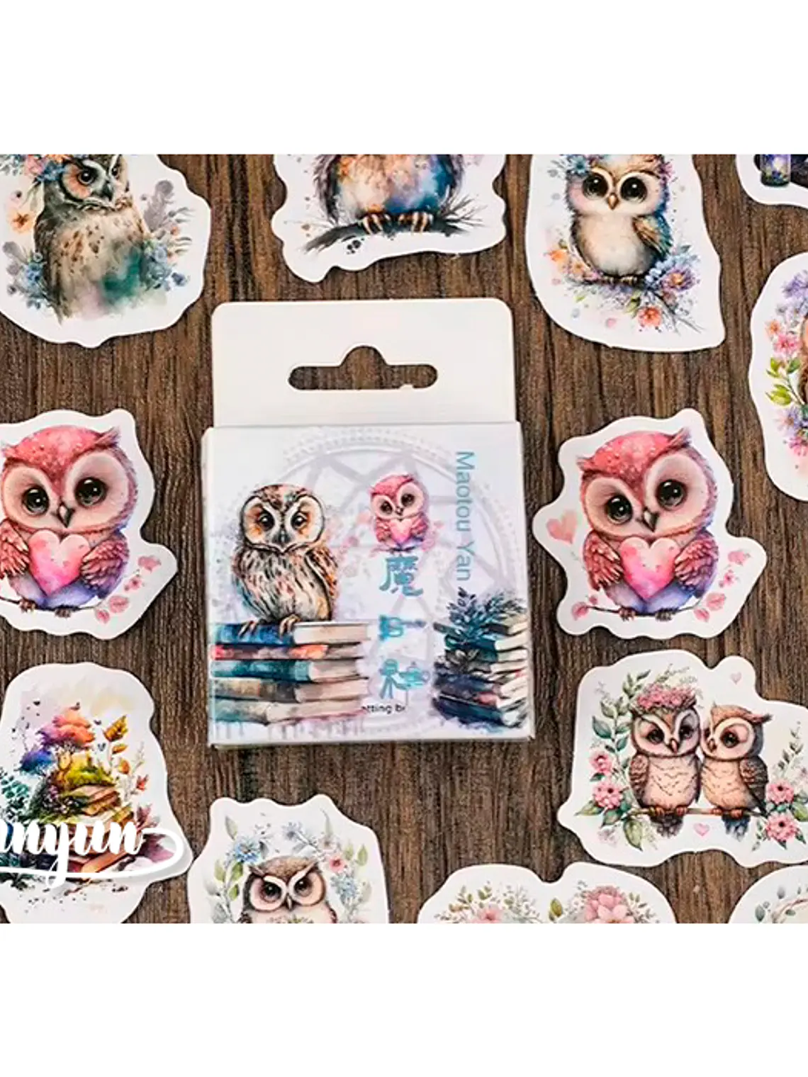 Caja Stickers Buhos - 45 pzas 1