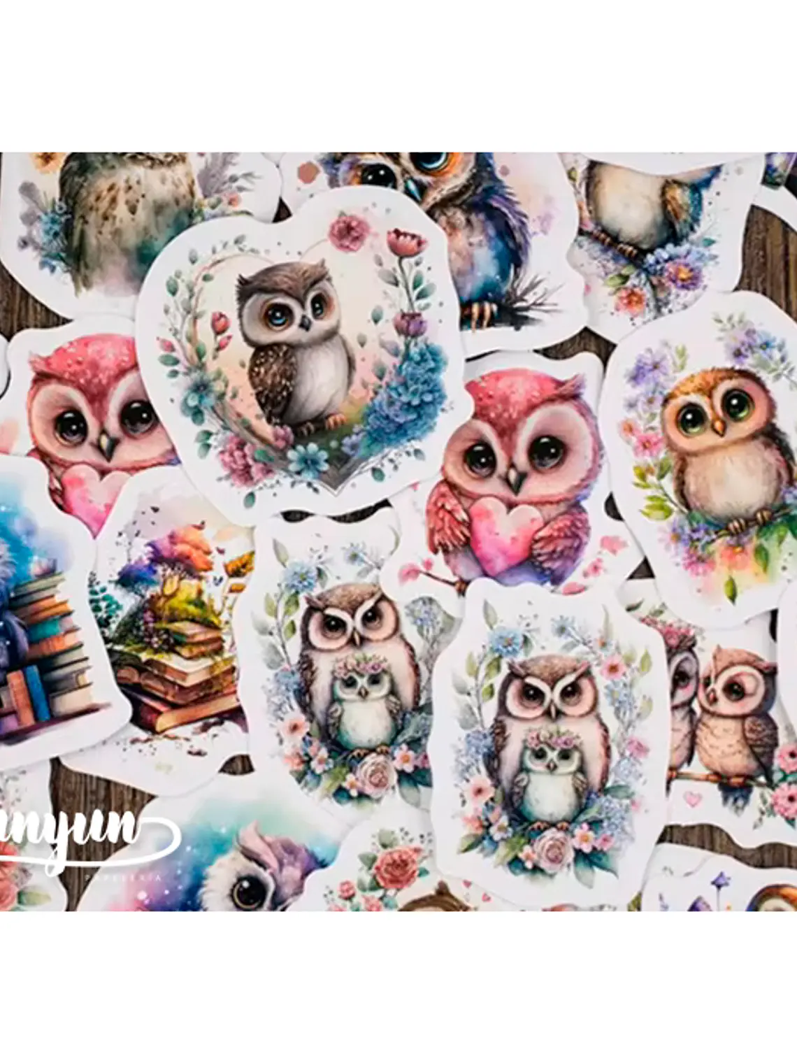 Caja Stickers Buhos - 45 pzas 2