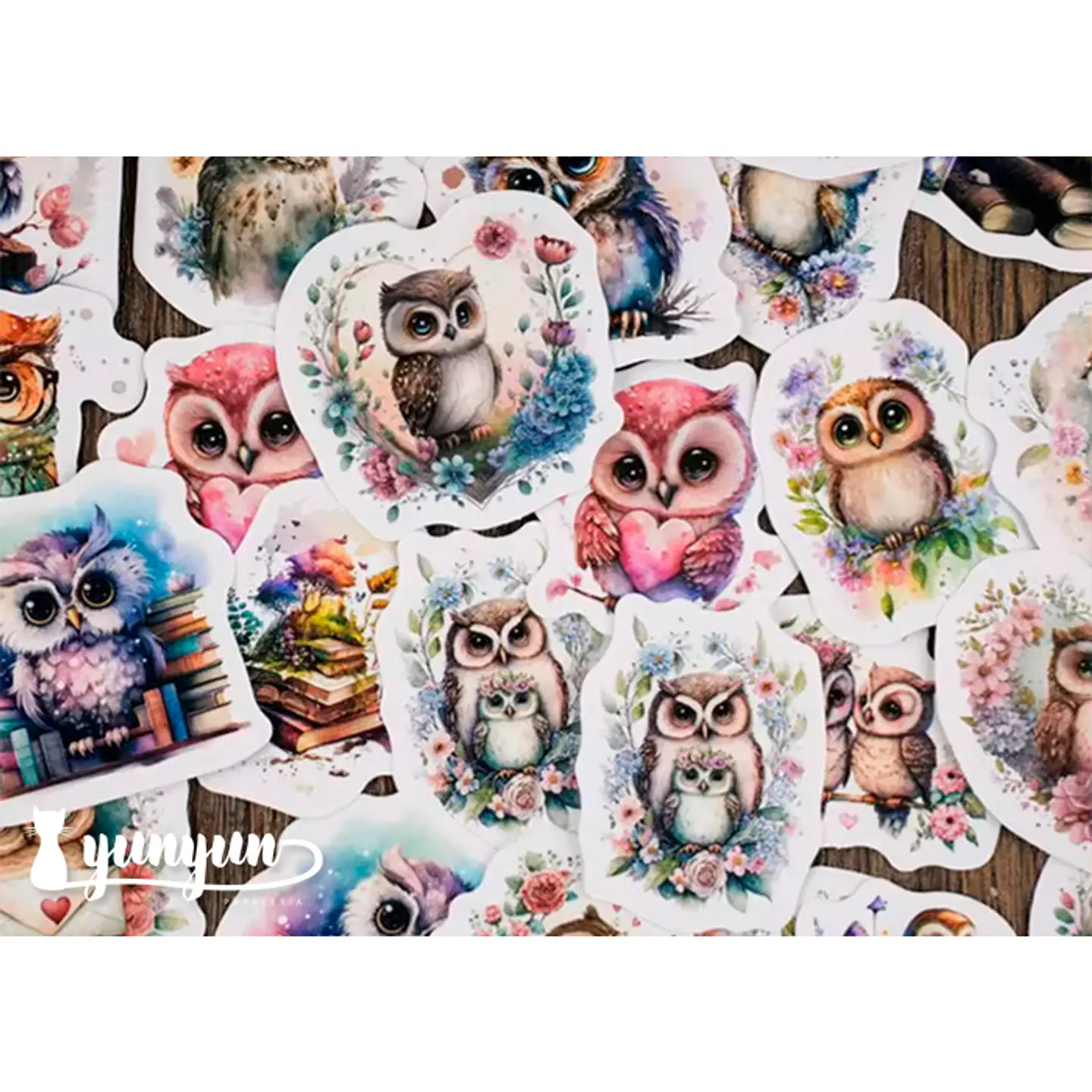 Caja Stickers Buhos - 45 pzas 2