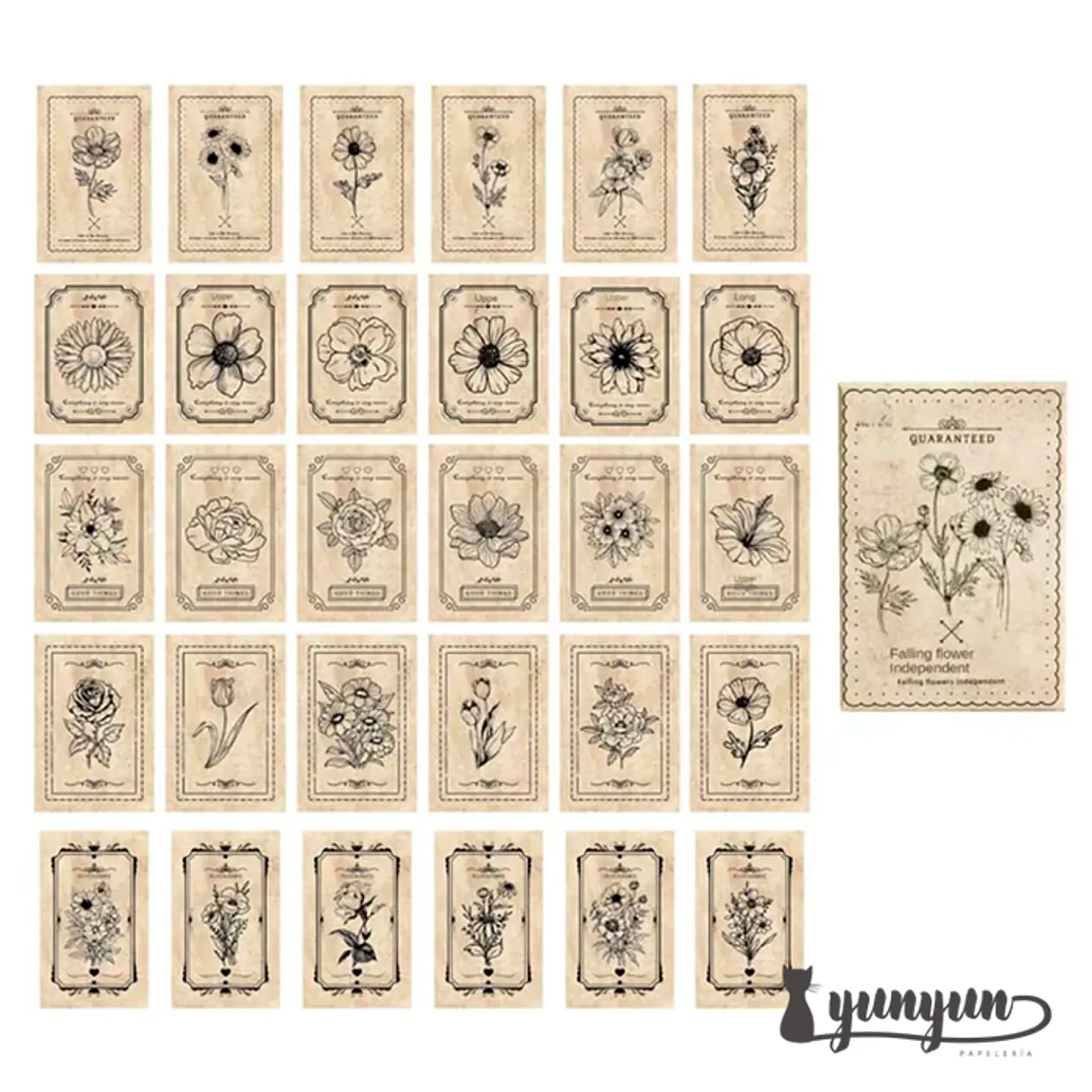Caja Stickers Flores Vintage - 30 pzas 3