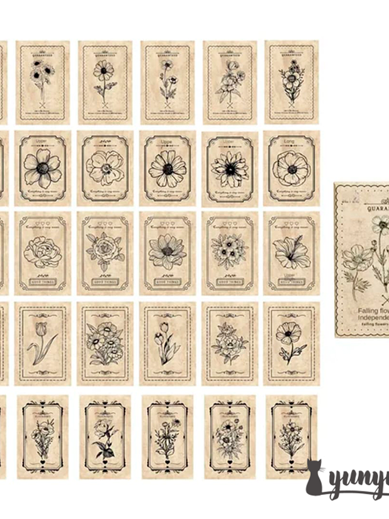 Caja Stickers Flores Vintage - 30 pzas 3