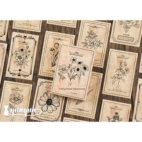 Caja Stickers Flores Vintage - 30 pzas