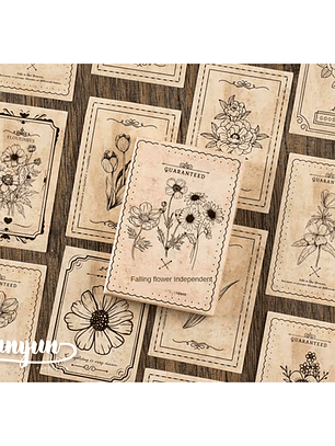 Caja Stickers Flores Vintage - 30 pzas