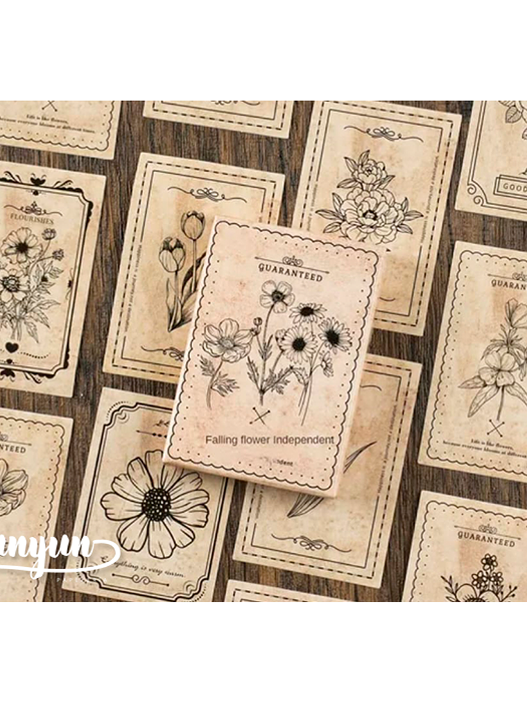 Caja Stickers Flores Vintage - 30 pzas 1