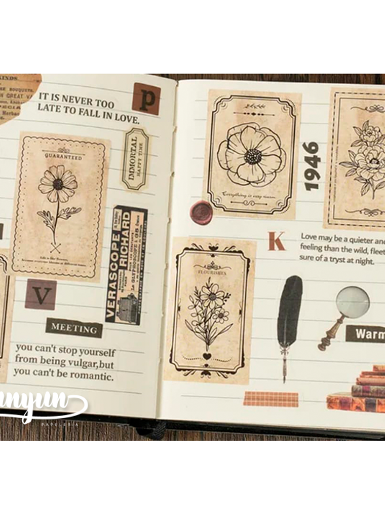 Caja Stickers Flores Vintage - 30 pzas 4