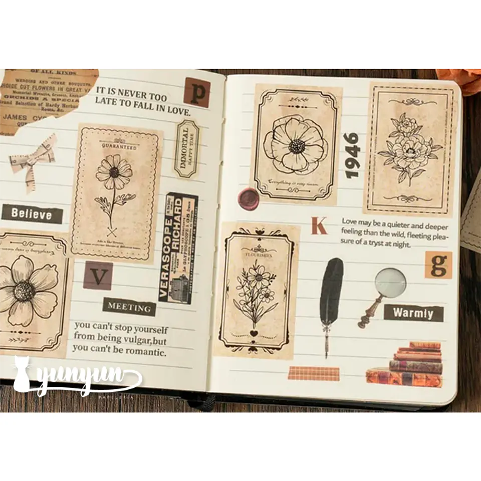 Caja Stickers Flores Vintage - 30 pzas 4