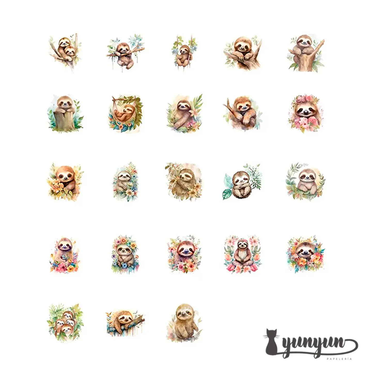 Caja Stickers Perezoso - 45 pzas 2