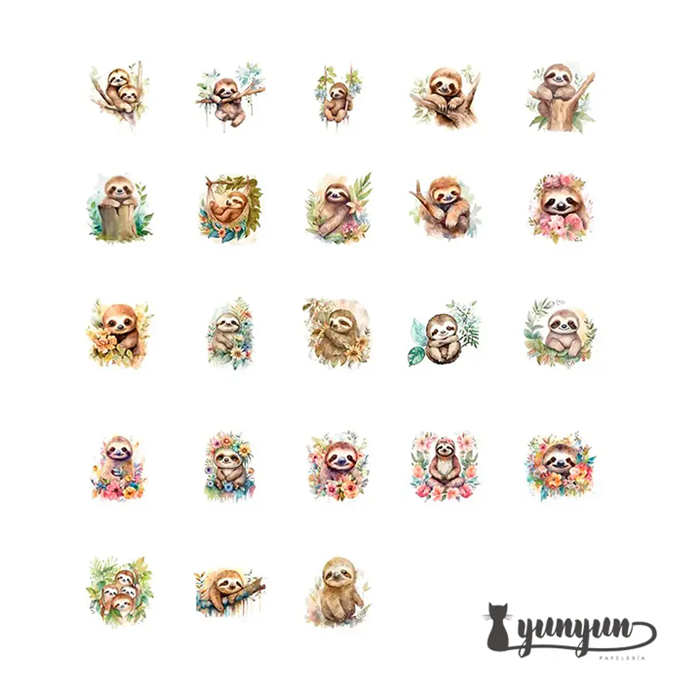 Caja Stickers Perezoso - 45 pzas 2