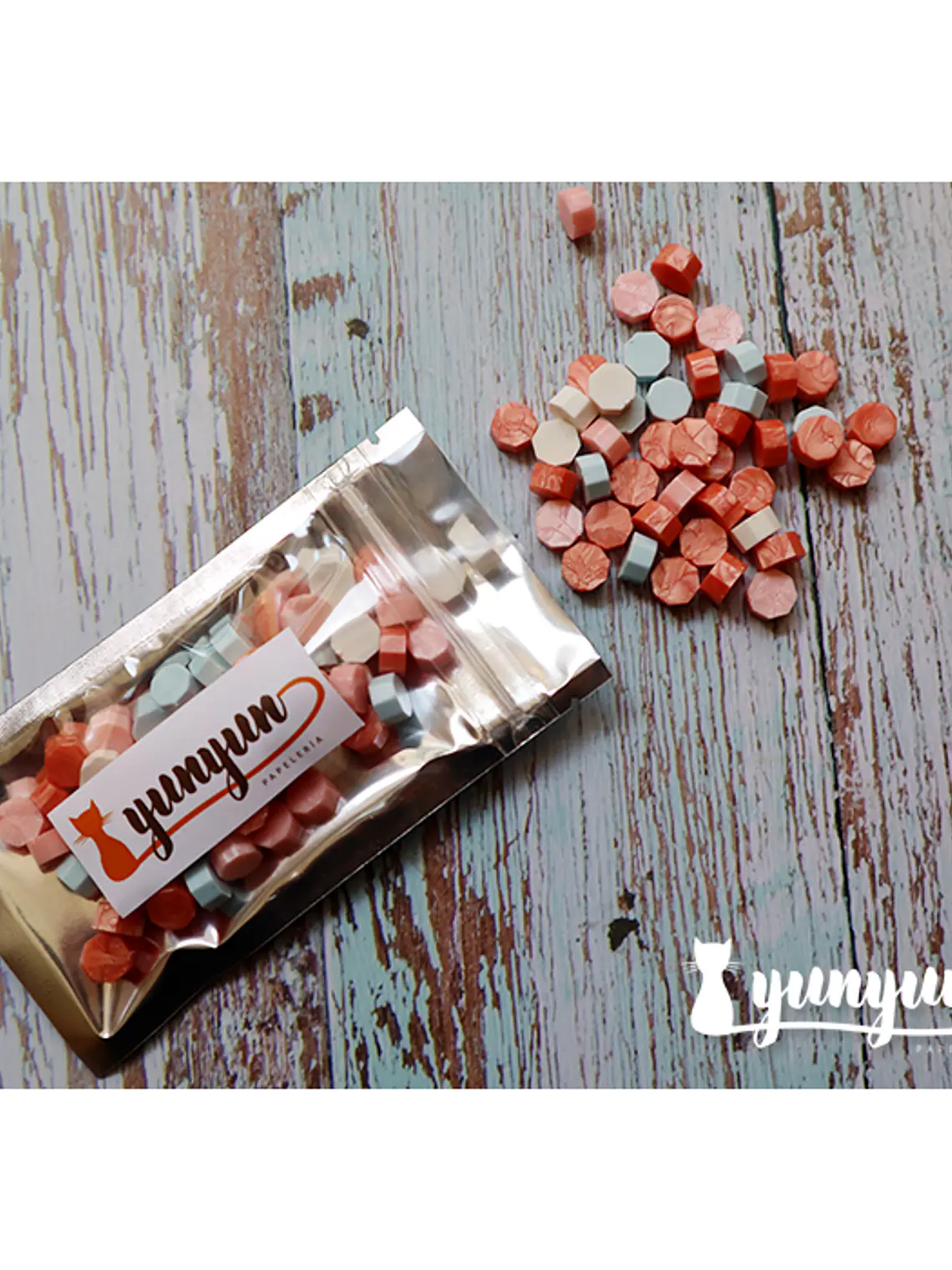 Lacre Mixto Coral Celeste - 100 pzas 2