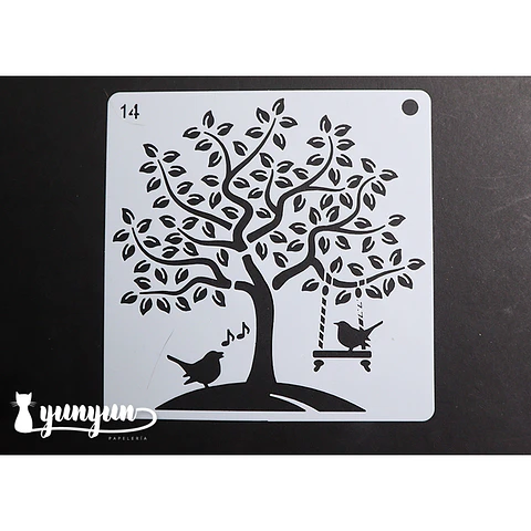 Stencil Pajaros 14 - 15x15cm