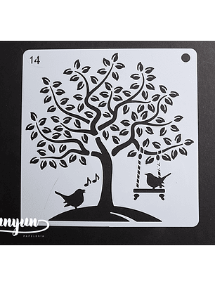 Stencil Pajaros 14 - 15x15cm