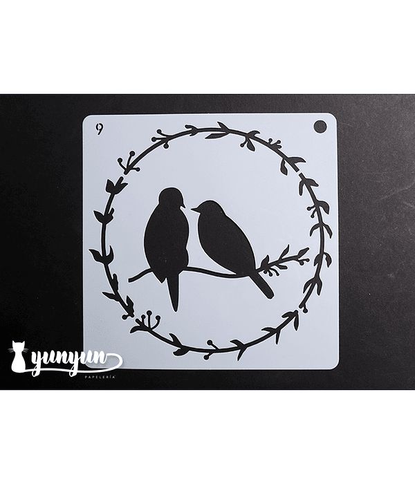 Stencil Pajaros 9 - 15x15cm