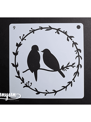 Stencil Pajaros 9 - 15x15cm