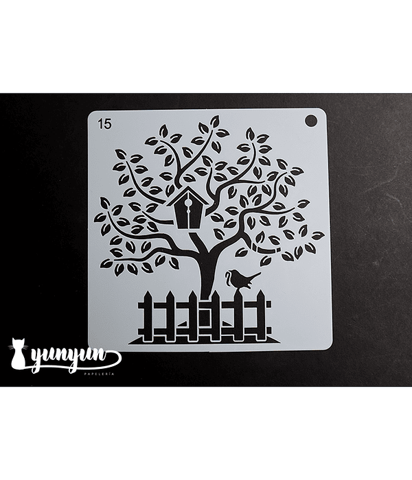 Stencil Pajaros 15 - 15x15cm