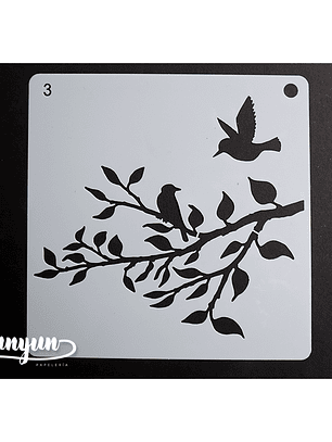 Stencil Pajaros 3 - 15x15cm