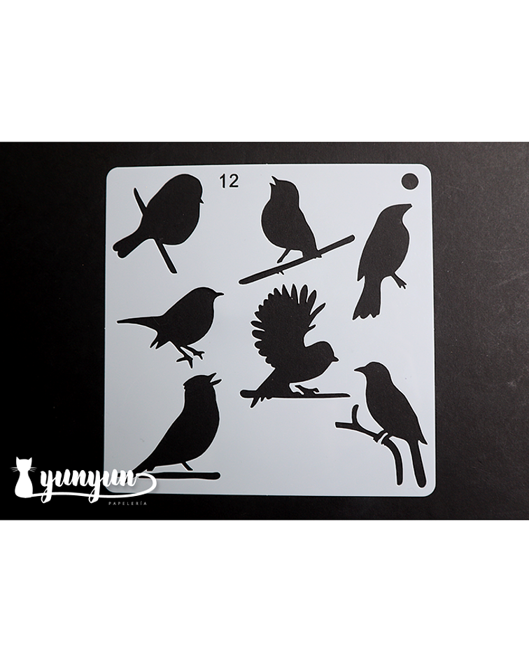 Stencil Pajaros 12 - 15x15cm