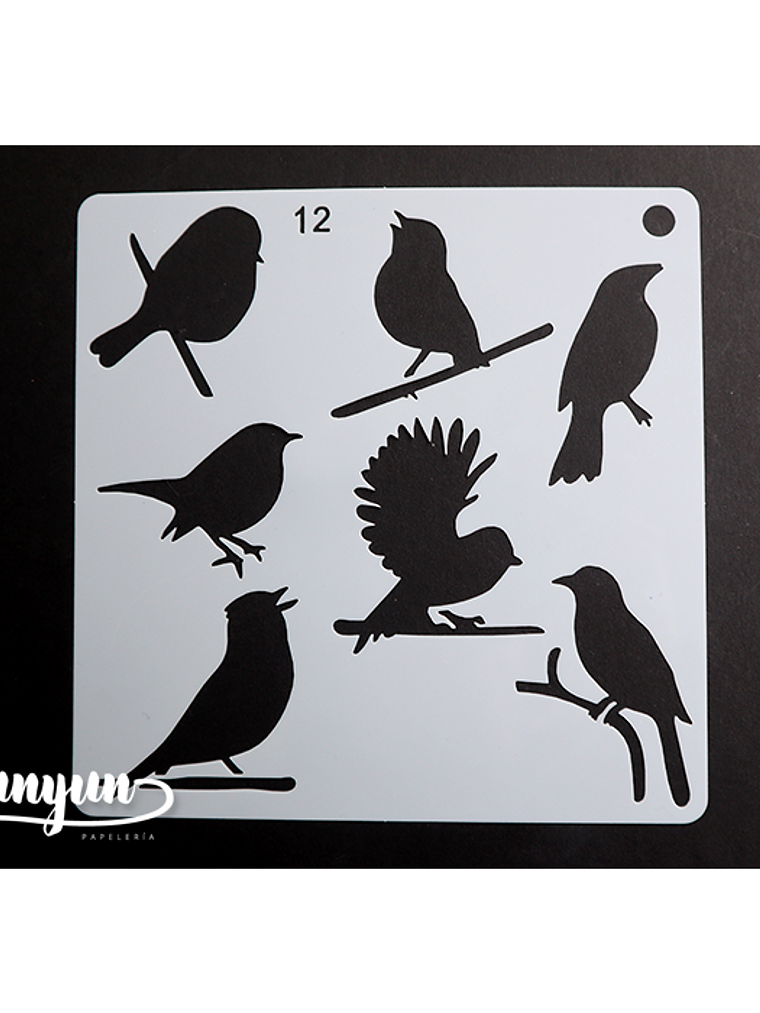Stencil Pajaros 12 - 15x15cm 1