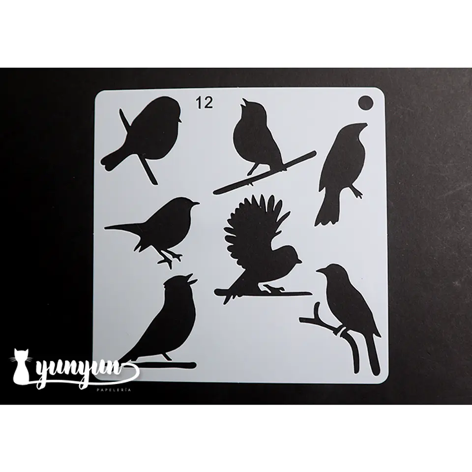 Stencil Pajaros 12 - 15x15cm 1