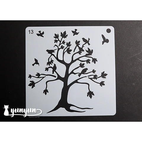 Stencil Pajaros 13 - 15x15cm