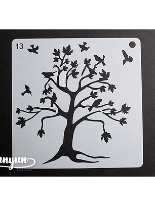 Stencil Pajaros 13 - 15x15cm