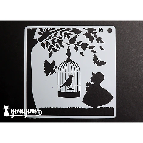 Stencil Pajaros 16 - 15x15cm
