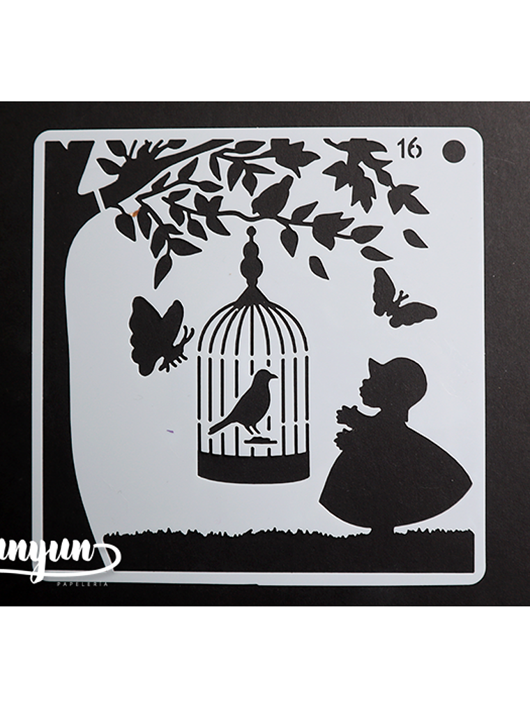 Stencil Pajaros 16 - 15x15cm 1