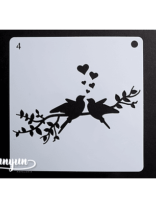 Stencil Pajaros 4 - 15x15cm