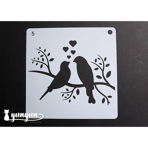 Stencil Pajaros 5 - 15x15cm