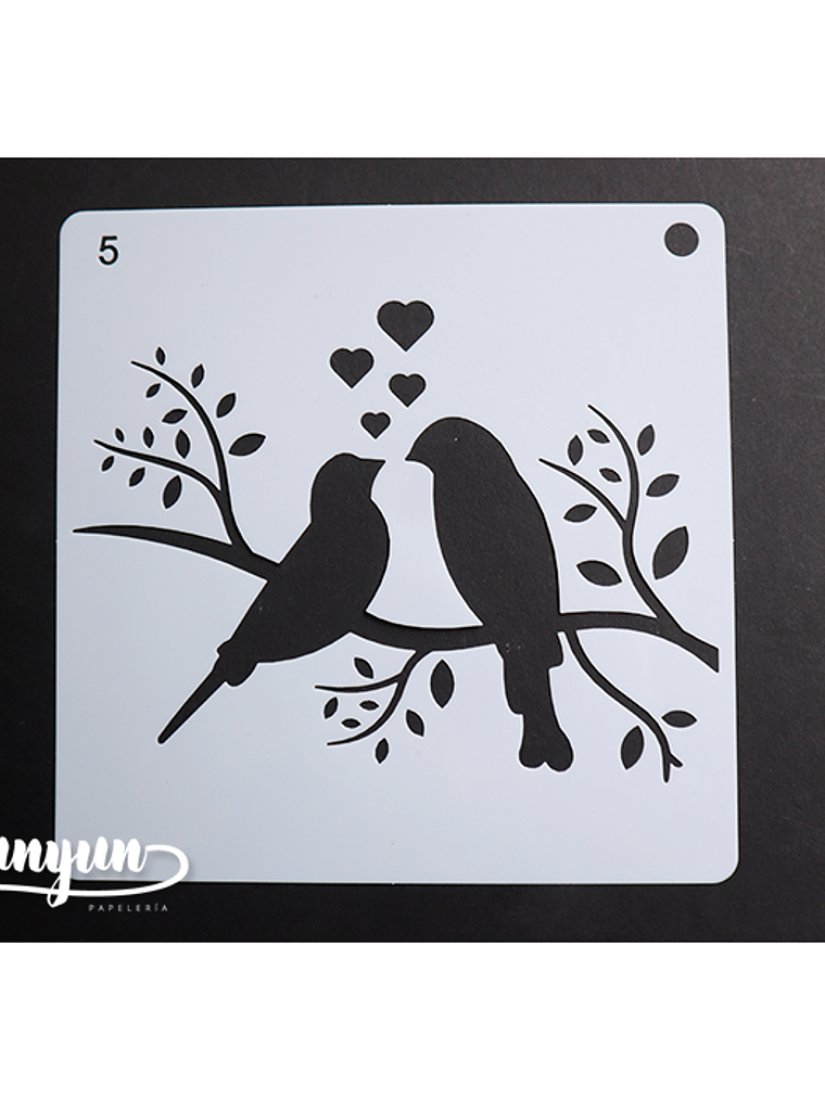 Stencil Pajaros 5 - 15x15cm 1