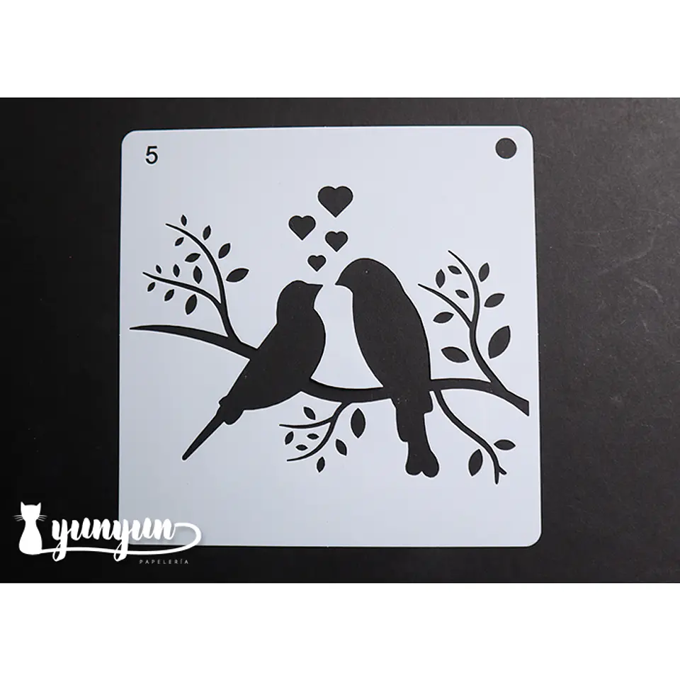 Stencil Pajaros 5 - 15x15cm 1