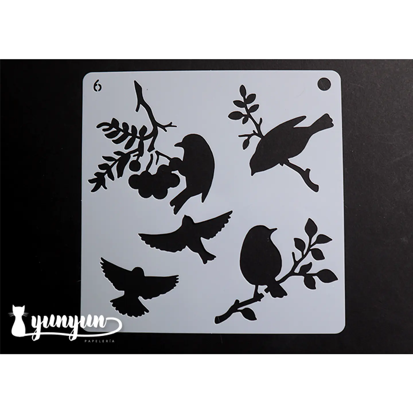 Stencil Pajaros 6 - 15x15cm 1