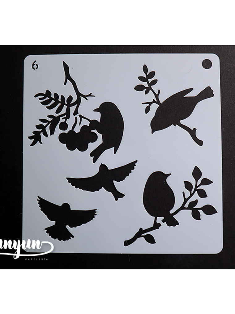 Stencil Pajaros 6 - 15x15cm 1
