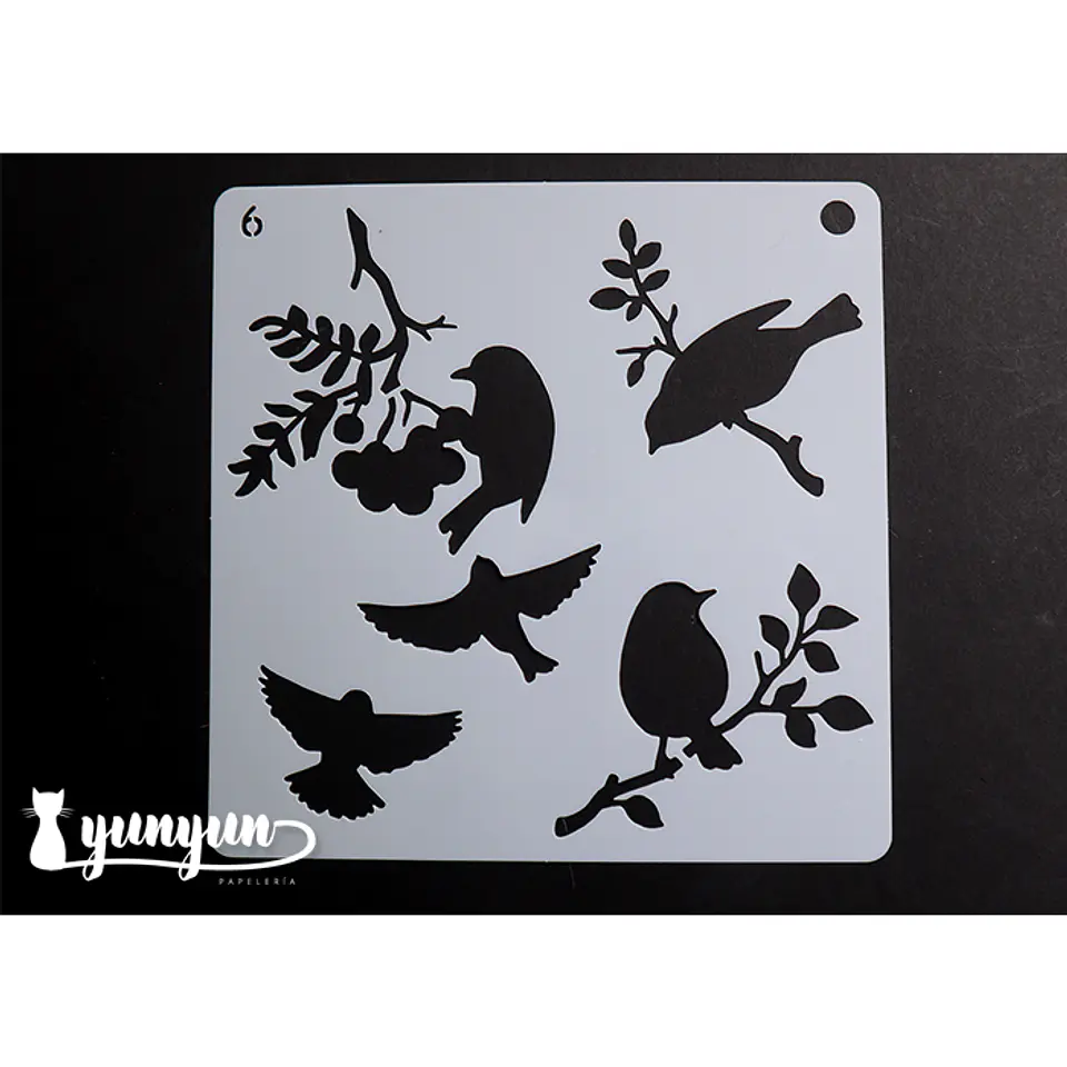 Stencil Pajaros 6 - 15x15cm 1