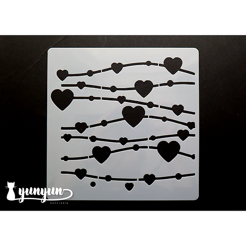 Stencil Corazones - 15x15cm