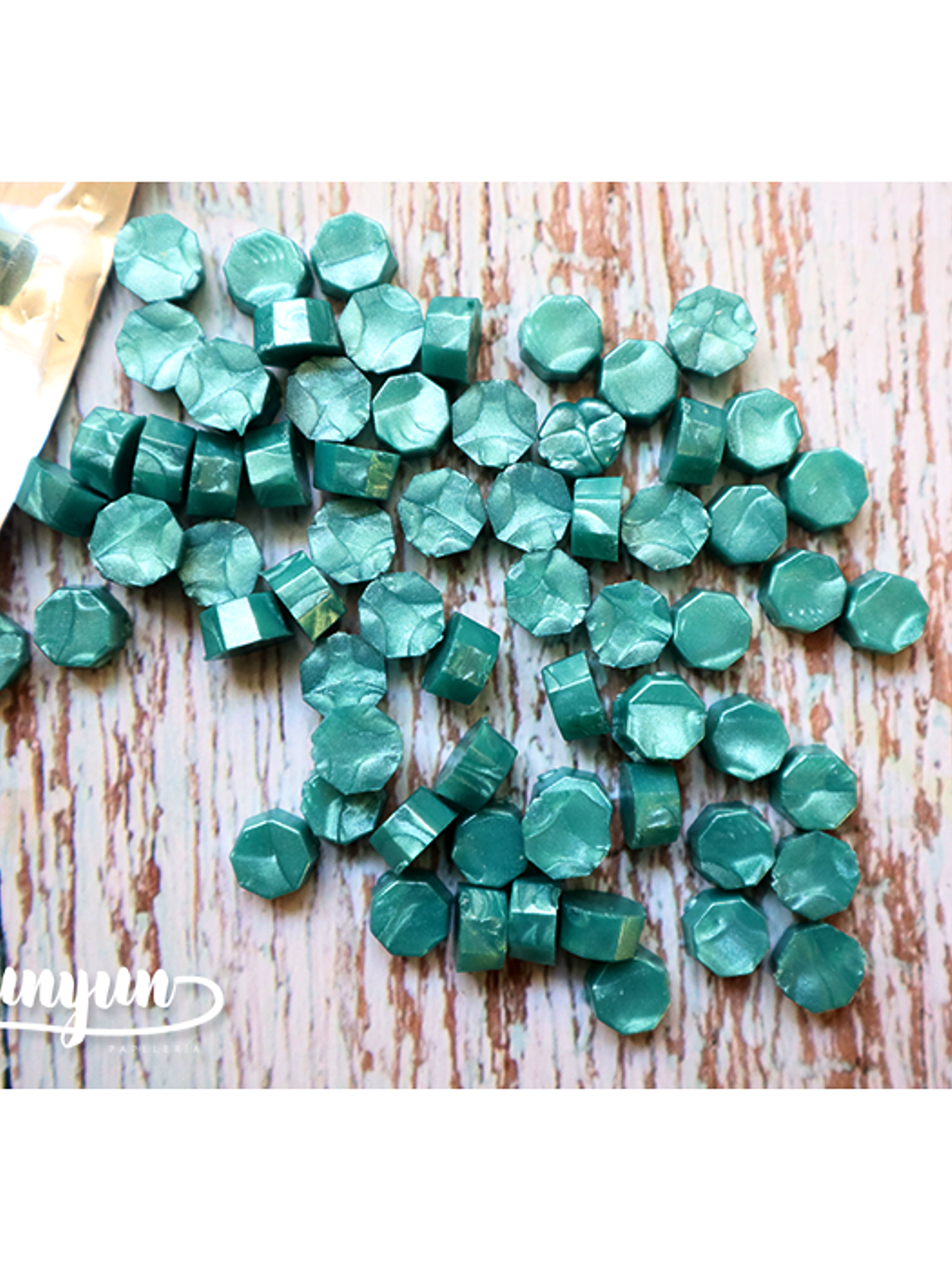 Lacre Pardo Turquesa Perlado - 500 pzas 1