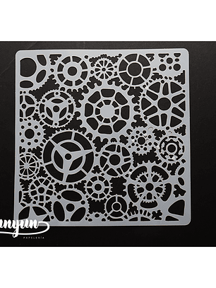 Stencil Diseño Engranaje - 15x15cm