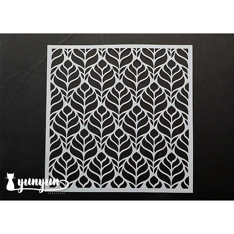 Stencil Diseño Hojas - 15x15cm