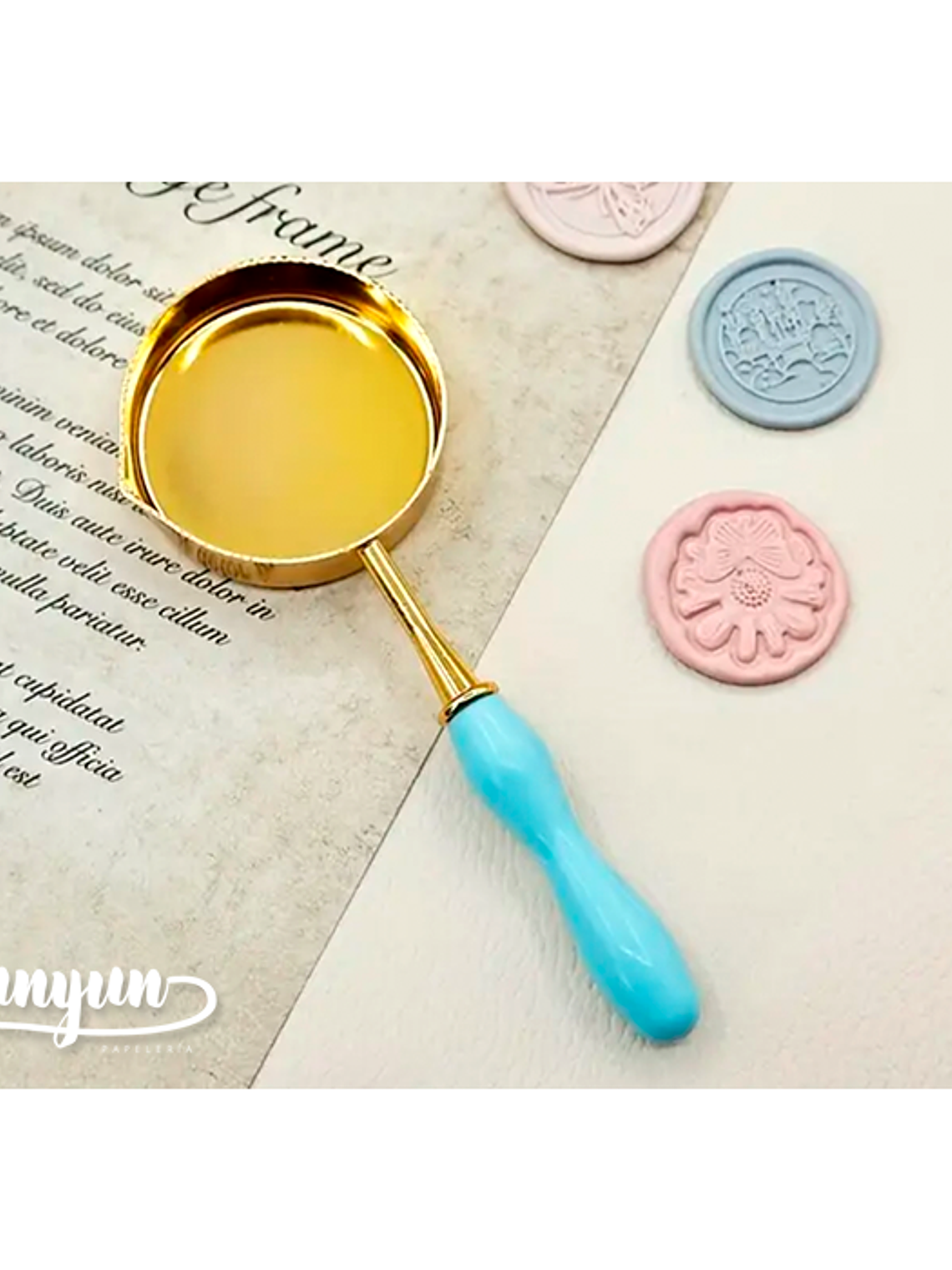 Cuchara Dorada XL Sello de Lacre (4,5cm) - Celeste 1