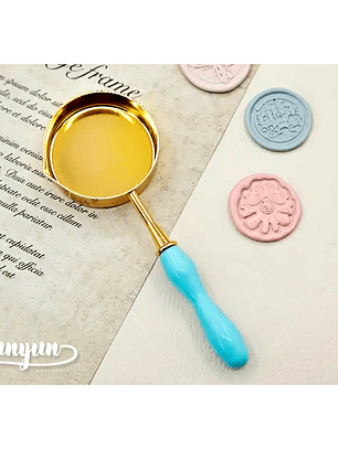 Cuchara Dorada XL Sello de Lacre (4,5cm) - Celeste