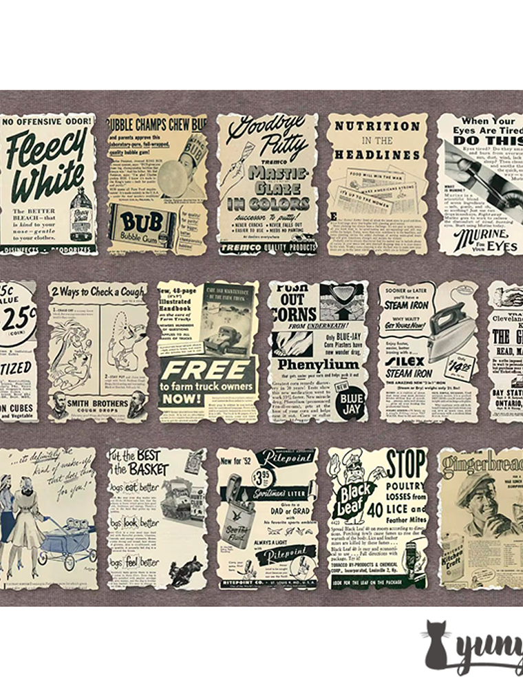 Papeles Material Retro - 32 pzas 11